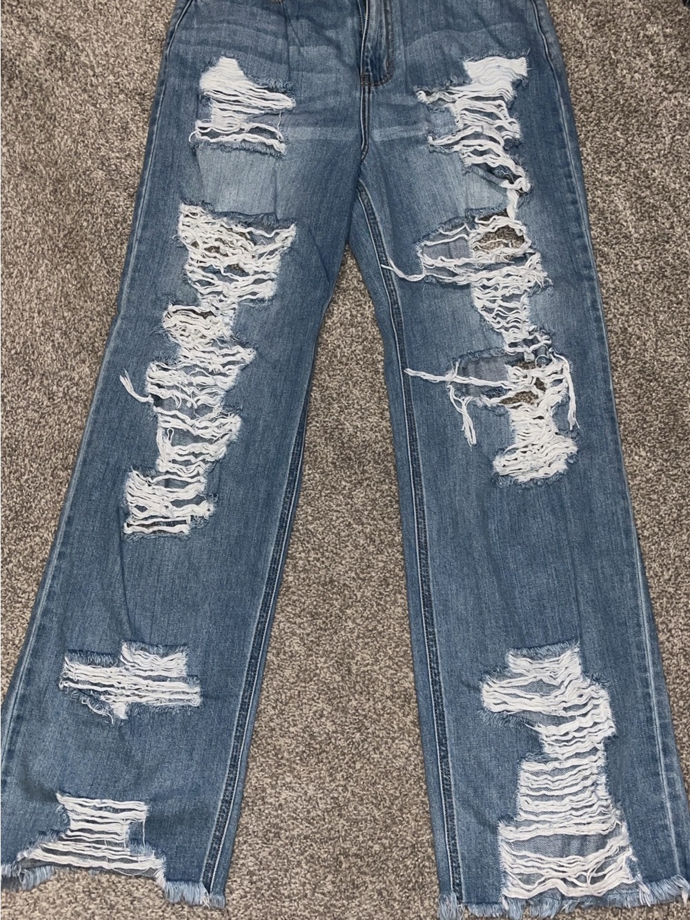 Cello Heavy Distressed Light Blue Boyfriend Jeans